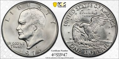 1974-S $1 Silver MS67