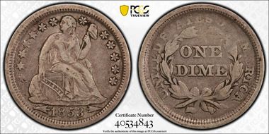 1853 10C Arrows VF30
