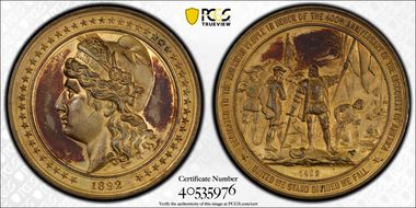 1892-1893 Medal HK-221 Gilt MS63