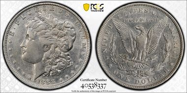 1888-O $1 Doubled Die Obverse AU50
