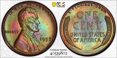 1957 1C MS66+ BN