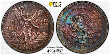 1989-Mo Onza Libertad Ag w/o Dot 999 MS64