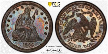 1866 25C J-537 PR65BN