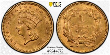 1873 G$1 Open 3 AU58