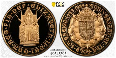 1989 £5 S-SE6 500th Ann. Sovereign PR68DCAM