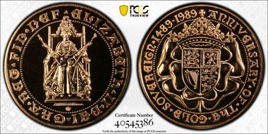 1989 U £5 S-SE6 500th Ann. Sovereign MS69