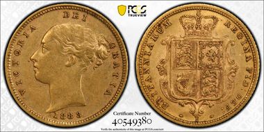 1883-S 1/2 Sov S-3862E Cross Buried AU50