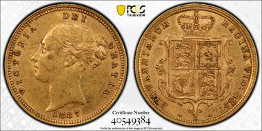 1887-S 1/2 Sov S-3862E Young Head AU55