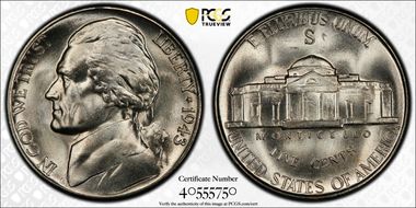 1943-S 5C MS67FS