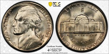 1943-S 5C MS67FS