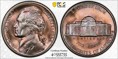 1938-D 5C Jefferson MS67FS