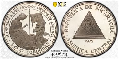 1975 100 Cor Betsy Ross - Moon Landing USA Bicentennial PR62DCAM