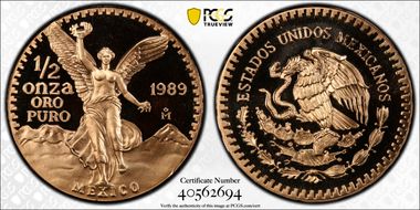 1989-Mo 1/2 oz Libertad Au PR69DCAM