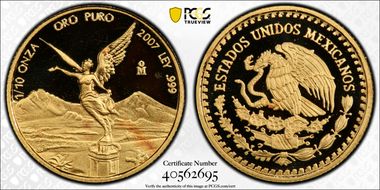 2007-Mo 1/10 oz Libertad Au PR68DCAM