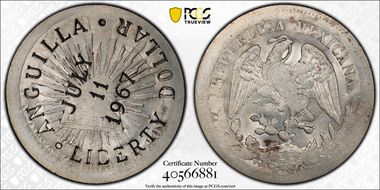 1967 $1 X#9 C/M on Mex Peso AU58