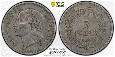 1952 5 Fr Gad-766a AU50