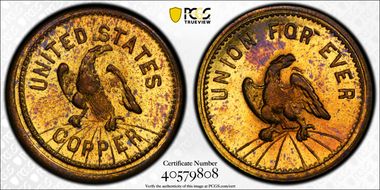 (1861-65) Token F-433/434b Brass Union For Ever MS65