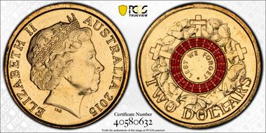 2015 $2 Lest We Forget Colorized MS67