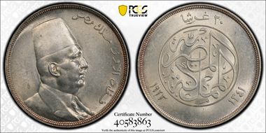 AH1341-1923 20 Pst KM-338 Ag MS62