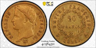 1811-A 20 Fr Gad-1025 F-516 AU53