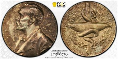 (1982)H10  Medal Alfred Nobel Medicine Gilt Ag Nominating Committee SP63