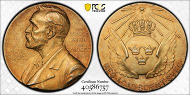 (1982)H10 Medal Alfred Nobel Science Gilt Ag Nominating Committee SP64