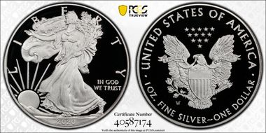 2020-W  $1 Silver Eagle PR70DCAM