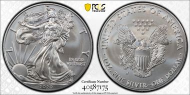 2020-W $1 Burnished Silver Eagle SP69