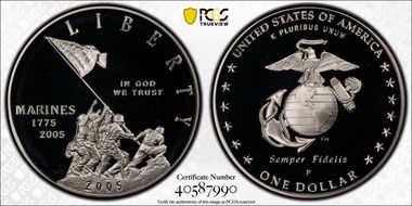 2005-P $1 Marine Corps PR70DCAM