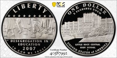 2007-P $1 Desegregation PR70DCAM