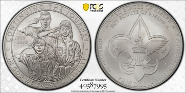 2010-P $1 Boy Scouts of America MS70