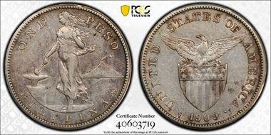 1909-S Peso KM-172  Ag XF45
