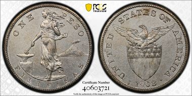 1908-S Peso KM-172  Ag N1