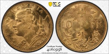 1914 B 10 Fr KM-36  Au MS66