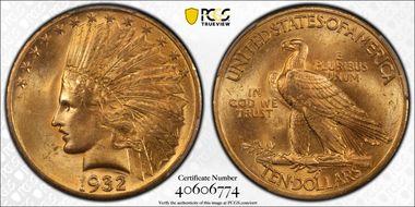 1932 $10 MS64+ 
