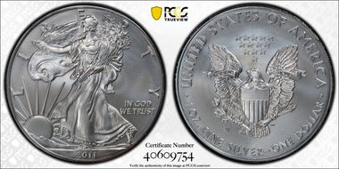 2011-W $1 Burnished Silver Eagle 25th Anniversary Set SP70