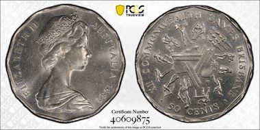 1982 50C Commonwealth Games MS63