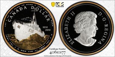 2010 $1 Navy Gold Plated PR69DCAM