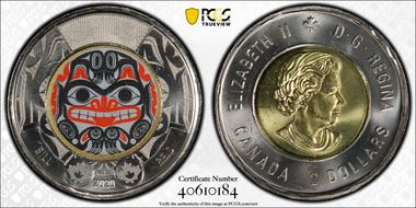 2020 $2 Bill Reid - Xhuwaji Haida Grizzly Bear Colorized MS66