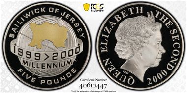 2000 £5 Millennium PR70DCAM