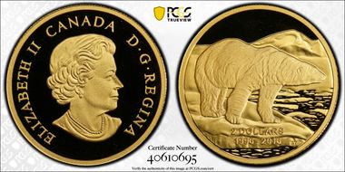 2016 $2 Polar Bear 20th Ann. Au PR69DCAM