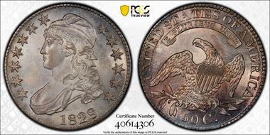 1828 50C Square 2, Small 8s, Lg. Letters MS62