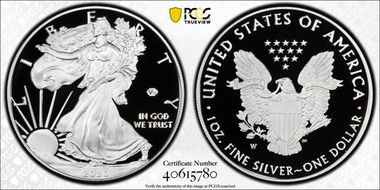 2020-W  $1 Silver Eagle - v75 Privy First Strike PR70DCAM