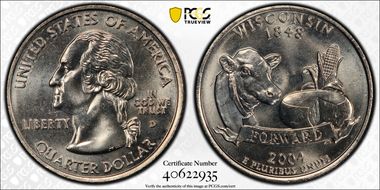 2004-D 25C Wisconsin Extra Leaf Low MS66