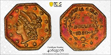1854 G$1 BG-513 AU58