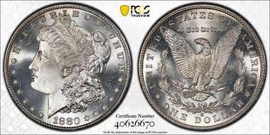 1880/79-S $1 VAM 9, Doubled 18-0 MS66+