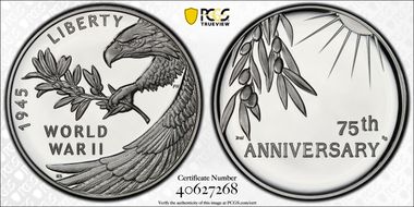 (2020) Medal End of World War II 75th Anniv.  First Strike  PR70DCAM