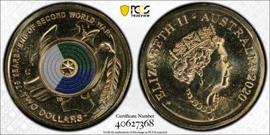 2020-C $2 75th Ann End of WWII Colorized MS67