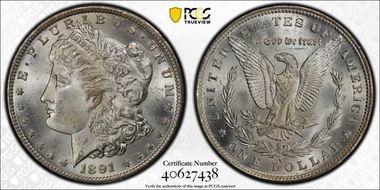 1891-CC $1 VAM 3, Spitting Eagle MS65