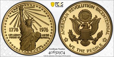 1976 AV Medal American Revolution 22mm PR69DCAM